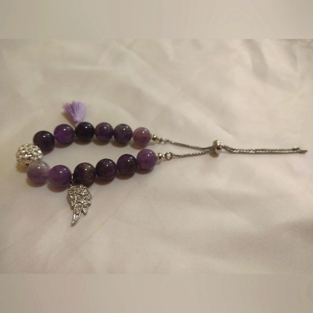 Amethyst bead charm bracelet - Picture 1 of 2